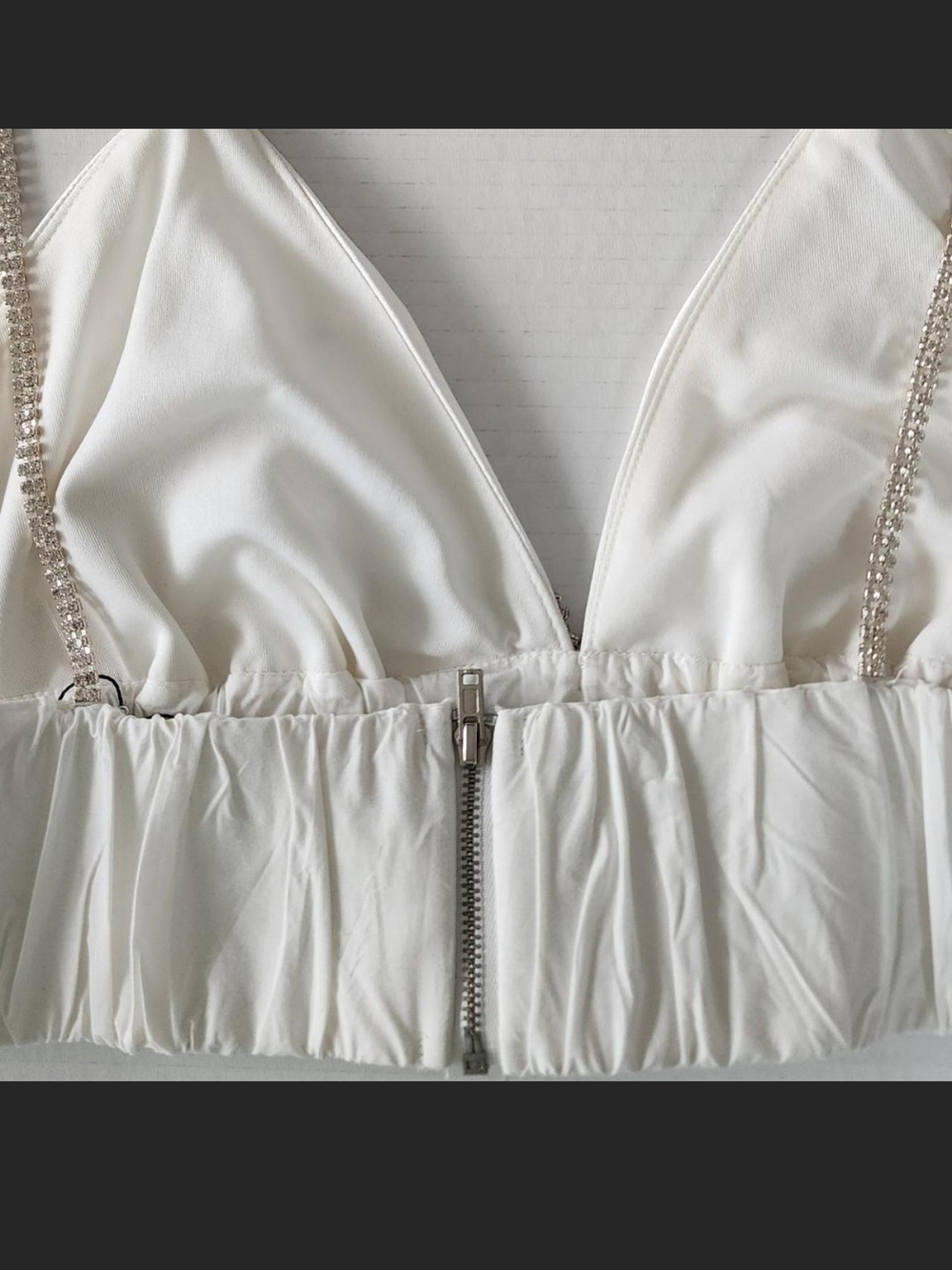Zara Y2K McBling satin rhinestone cami/top in white NWT✨ Sz L